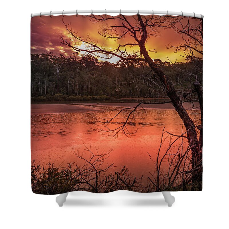 Sunset Shower Curtain featuring the photograph Raindrops on Nullica by Racheal Christian