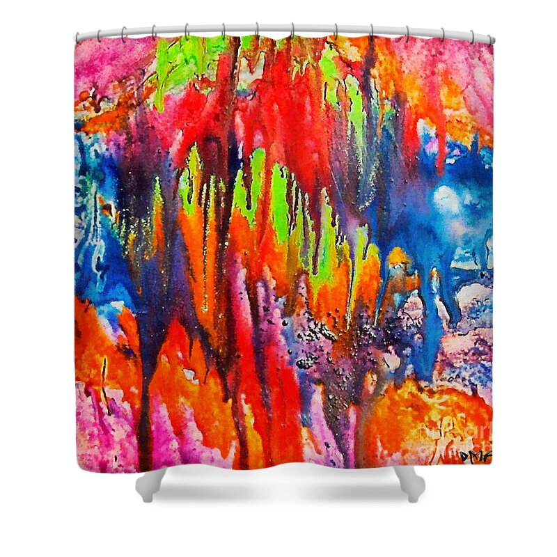 Raindrops Shower Curtain featuring the painting Raindrops on the window by Dragica Micki Fortuna