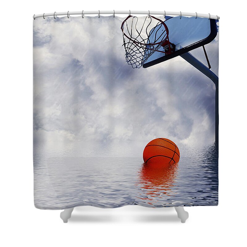  Basketball Shower Curtain featuring the digital art Rained Out Game by Gravityx9  Designs