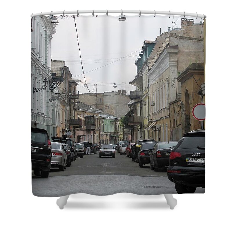 Cloudy Shower Curtain featuring the photograph Rainy Day Street by Leah Mihuc