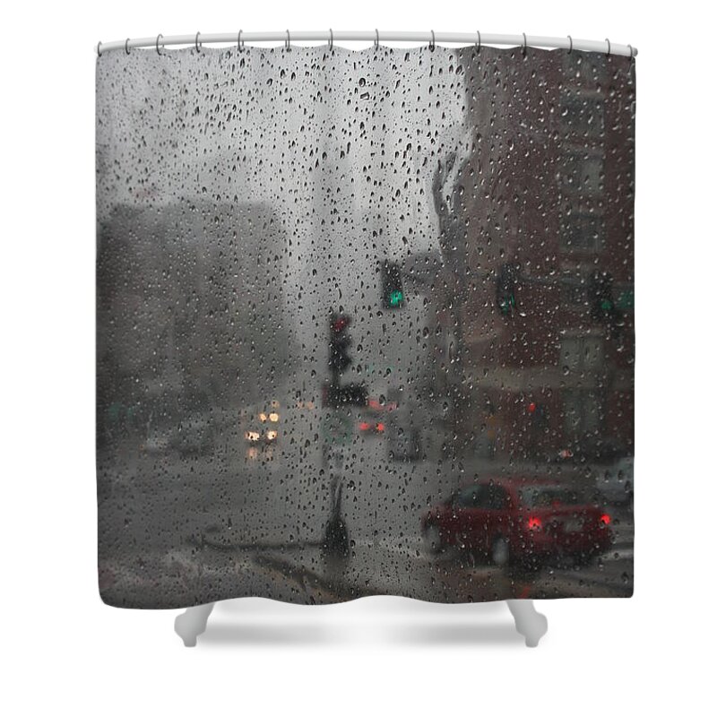 Cityscape Shower Curtain featuring the photograph Rainy Days in Boston by Julie Lueders 
