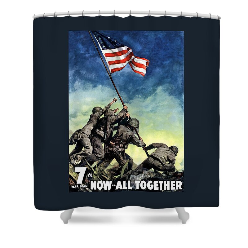 Iwo Jima Shower Curtain featuring the painting Raising The Flag On Iwo Jima by War Is Hell Store