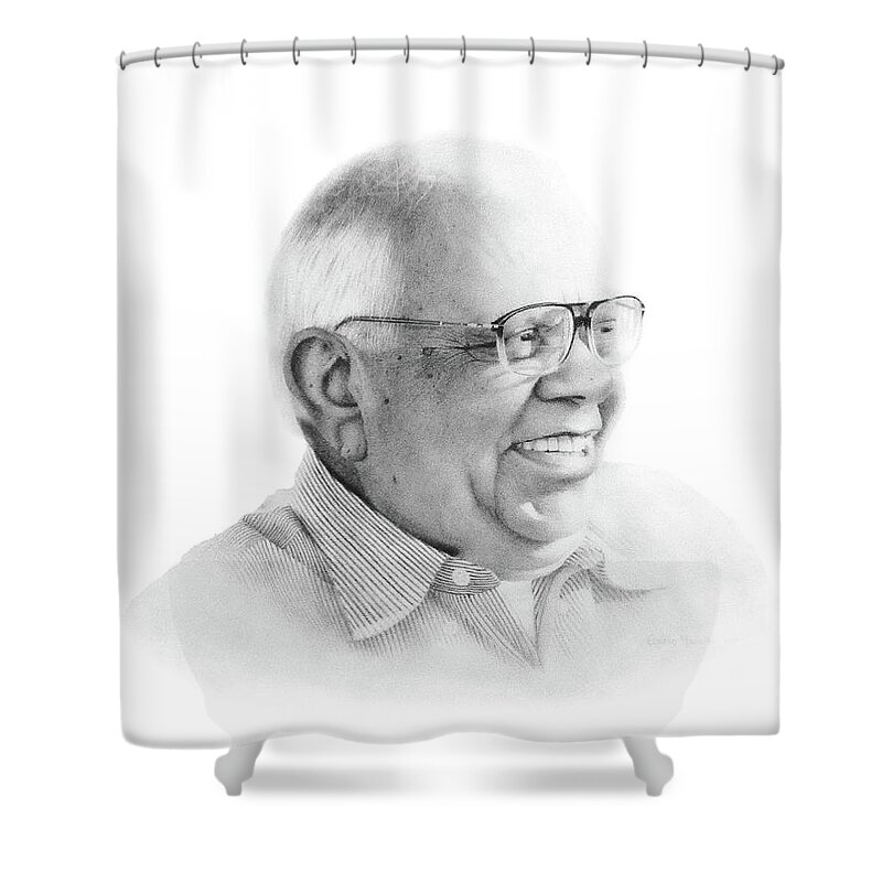 Portrait Shower Curtain featuring the drawing Ram Swaroop by Conrad Mieschke