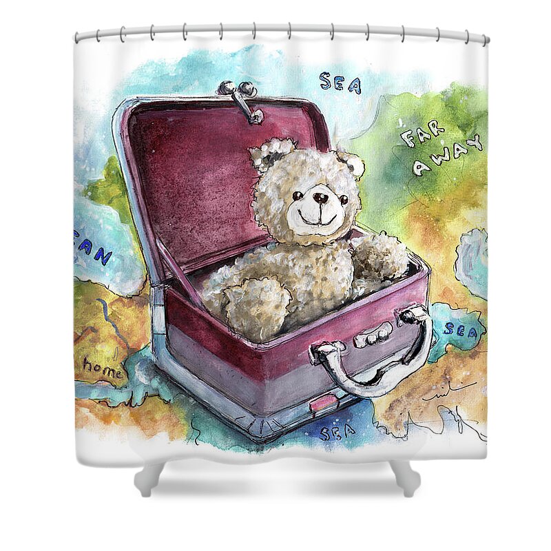 Truffle Mcfurry Shower Curtain featuring the painting Ramble The Travel Ted by Miki De Goodaboom