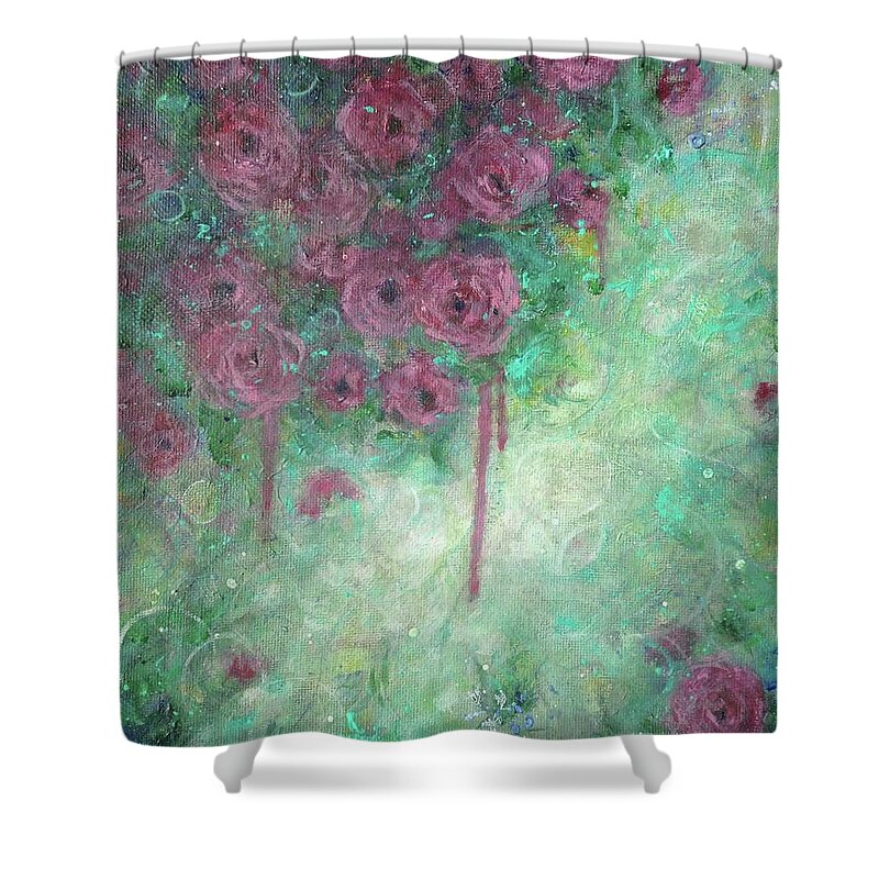 Floral Shower Curtain featuring the painting Ramblin' by Teresa Fry