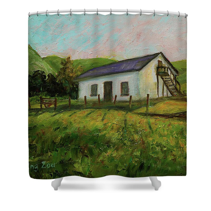 Rancho Higuera Historical Park Shower Curtain featuring the painting Rancho Higuera Historical Park Fremont California Landscape 15 by Xueling Zou