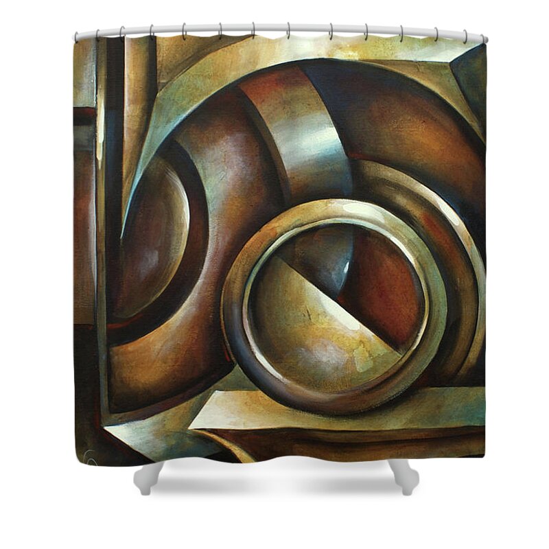 Shapes Shower Curtain featuring the painting Random Containment by Michael Lang