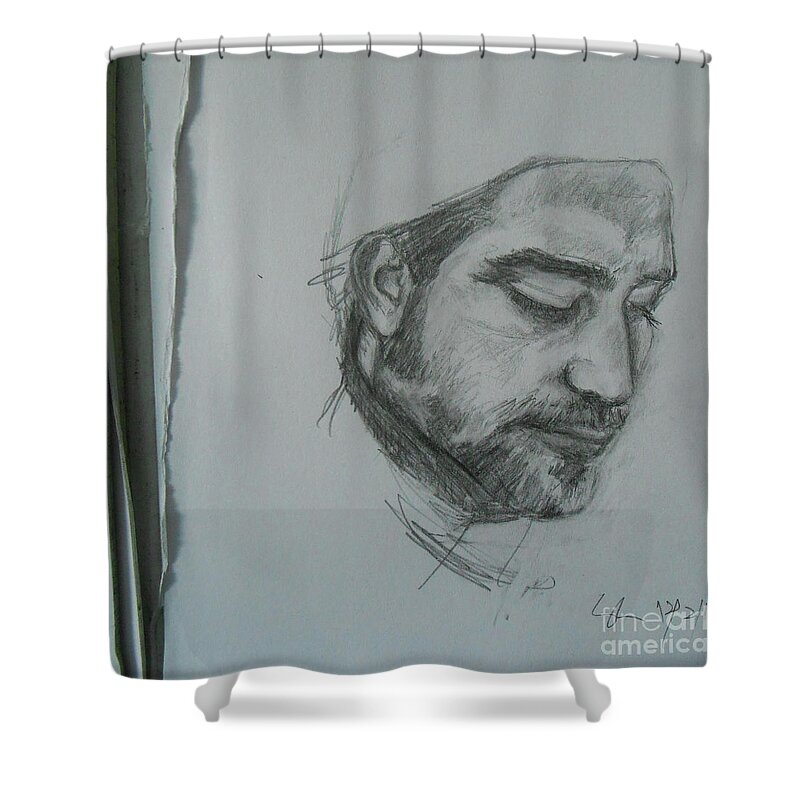 Pencil Drawing Shower Curtain featuring the painting Random Sketch #5 by Jane See