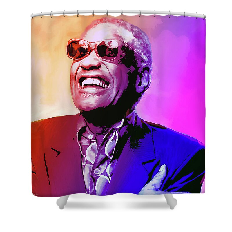 Ray Charles Shower Curtain featuring the painting Ray Charles by Greg Joens
