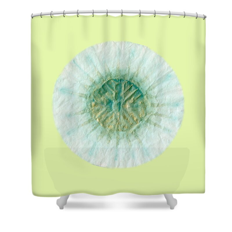 Gold Shower Curtain featuring the painting Rays of the Sun by Lori Kingston