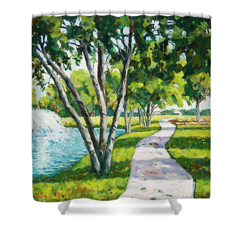 Landscape Shower Curtain featuring the painting RCC Golf Course by Ingrid Dohm
