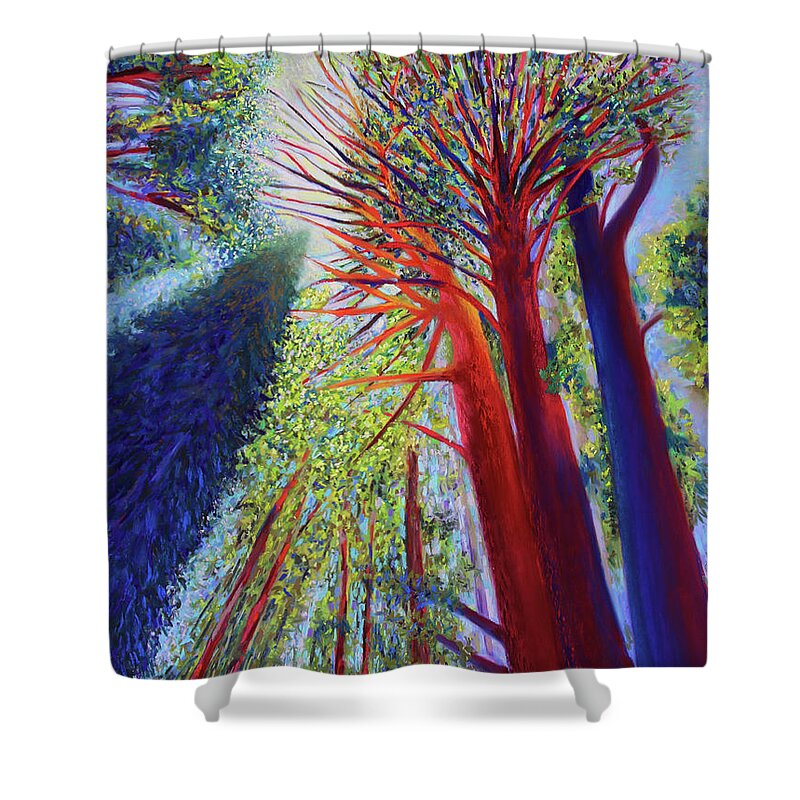  Shower Curtain featuring the painting Reaching for the Light by Polly Castor