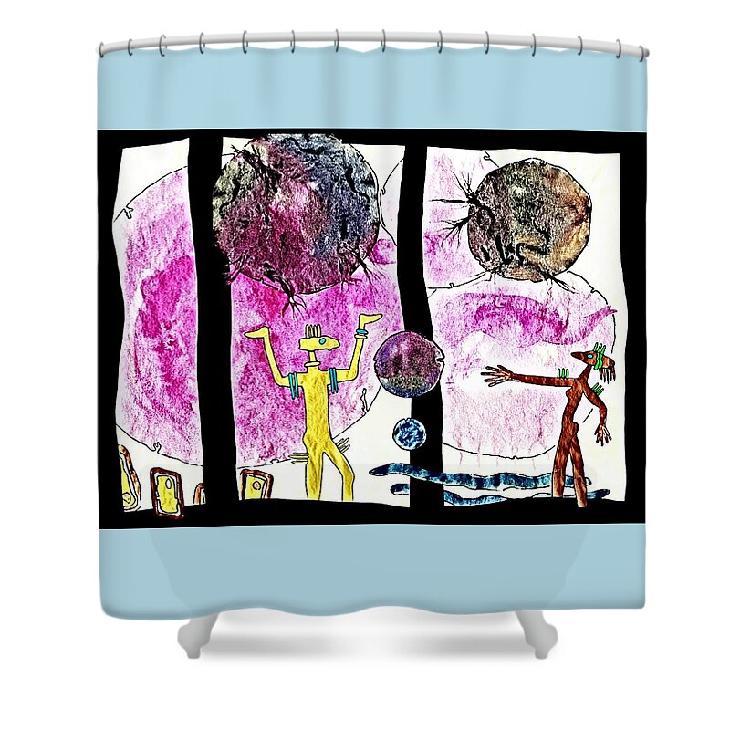 Drawing Shower Curtain featuring the painting Reaching Out by Hartmut Jager