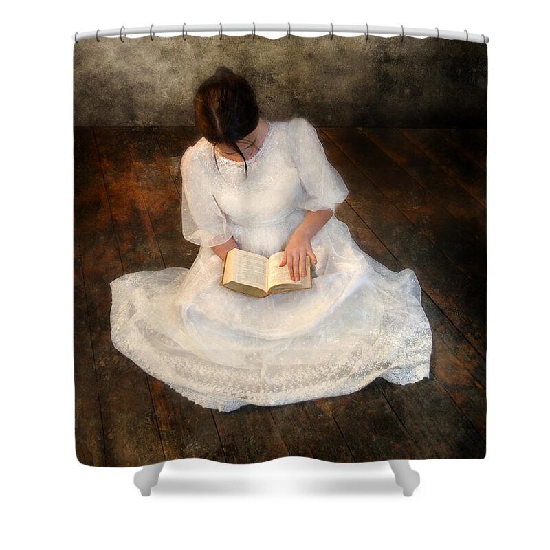 Girl Shower Curtain featuring the photograph Reading by Jill Battaglia