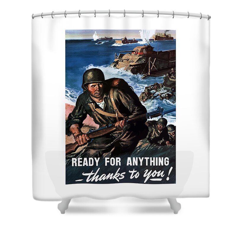 Soldiers Shower Curtain featuring the painting Ready For Anything - Thanks To You by War Is Hell Store