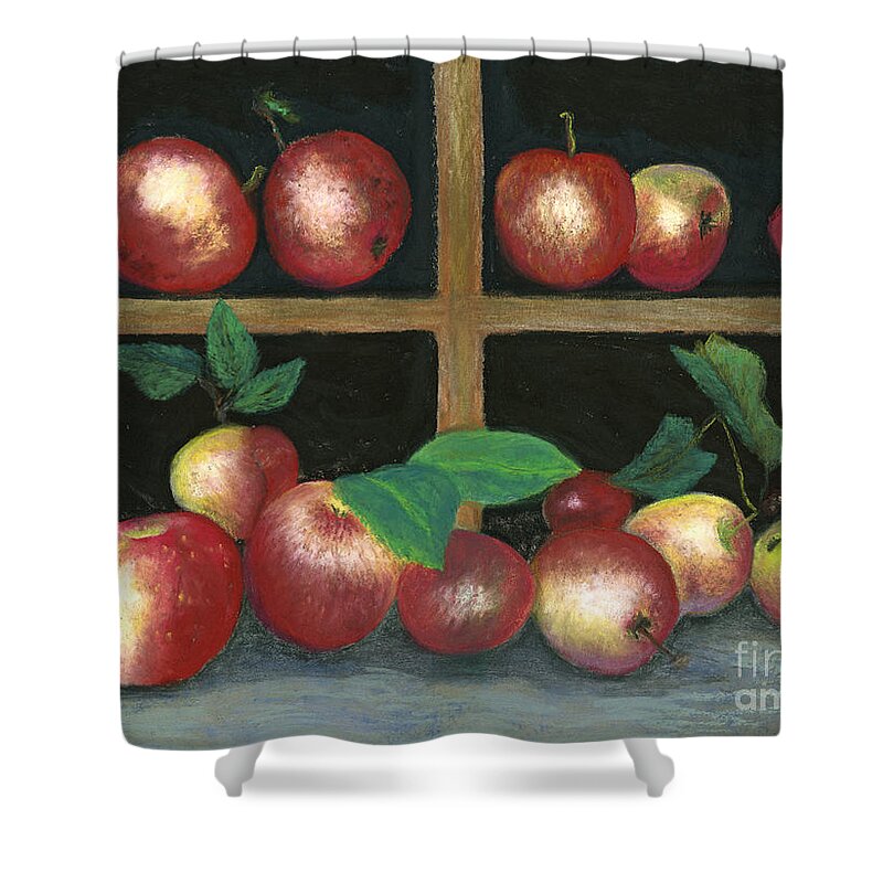 Fruit Shower Curtain featuring the painting Ready for Cider by Ginny Neece
