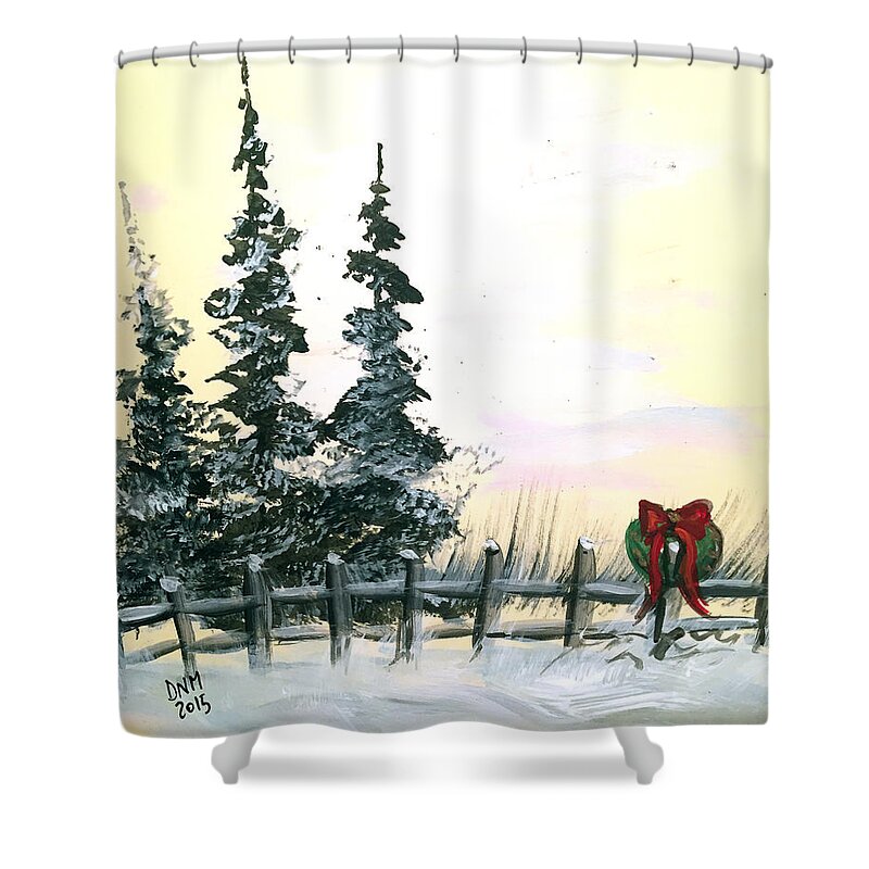 Winter Shower Curtain featuring the painting Ready for Holidays by Dorothy Maier