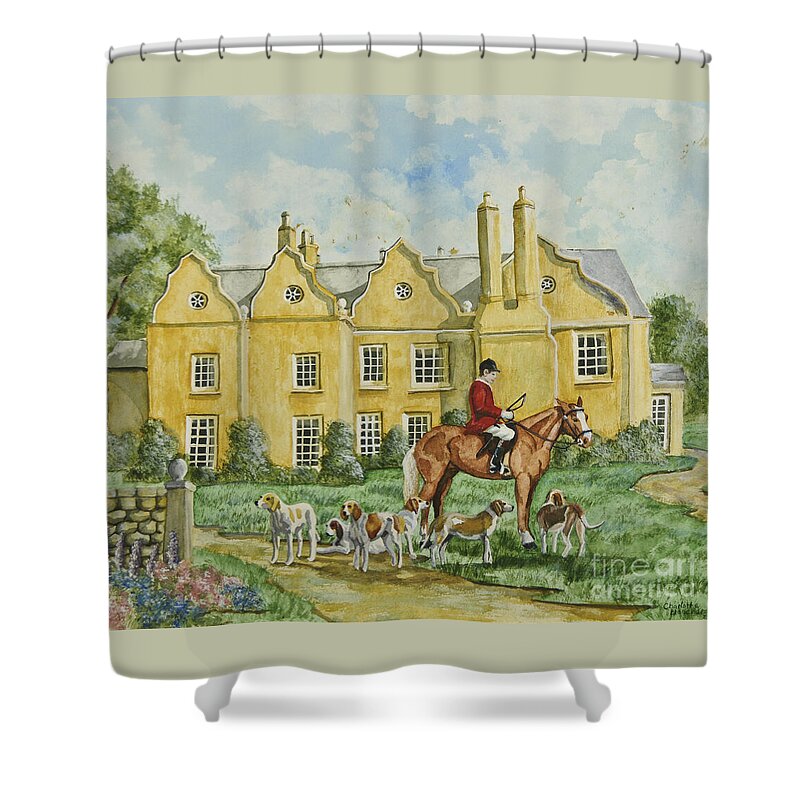 English Manor Home Shower Curtain featuring the painting Ready For The Hunt by Charlotte Blanchard