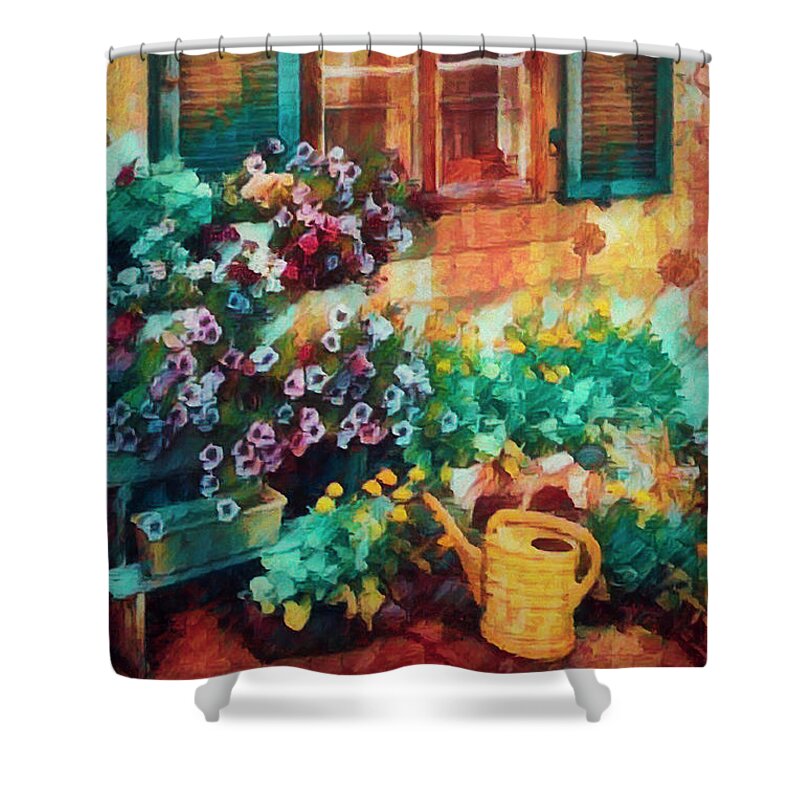 Appalachia Shower Curtain featuring the photograph Ready to Water the Garden Oil Painting by Debra and Dave Vanderlaan