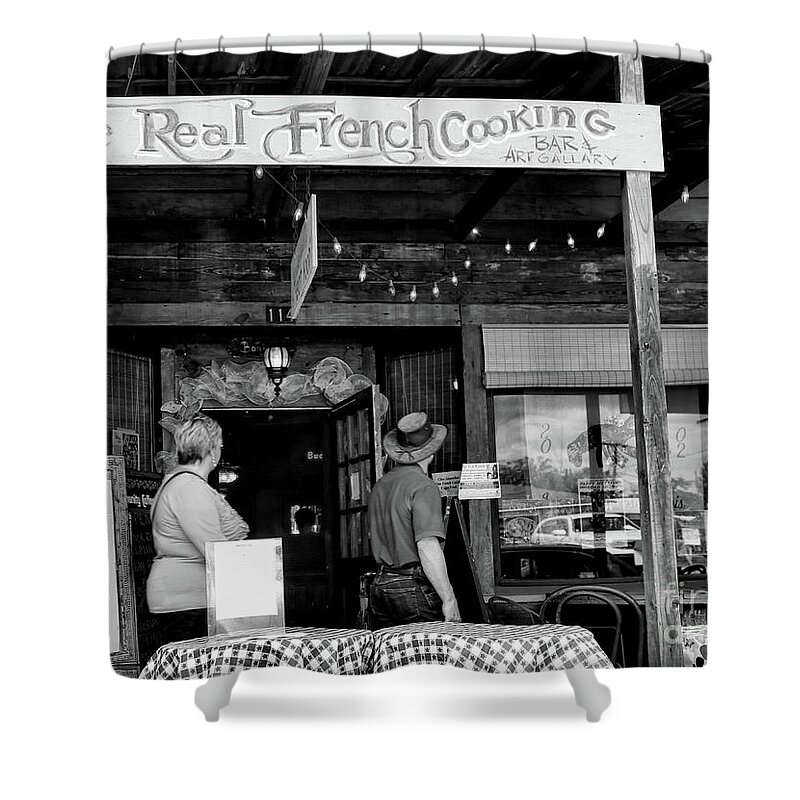 Breaux Bridge Shower Curtain featuring the photograph Real French Cooking Louisiana Restaurant by Chuck Kuhn