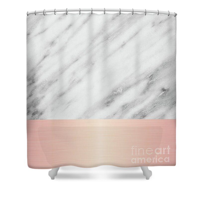 Marble Shower Curtain featuring the mixed media Real Italian Marble and Pink by Emanuela Carratoni