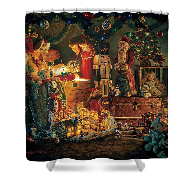Santa Claus Shower Curtain featuring the painting Reason for the Season by Greg Olsen