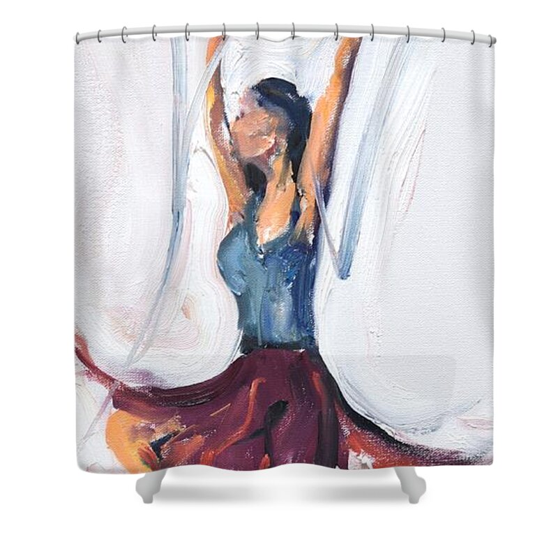 Dance Shower Curtain featuring the painting Rebekah's Dance Series 1 Pose 2 by Donna Tuten