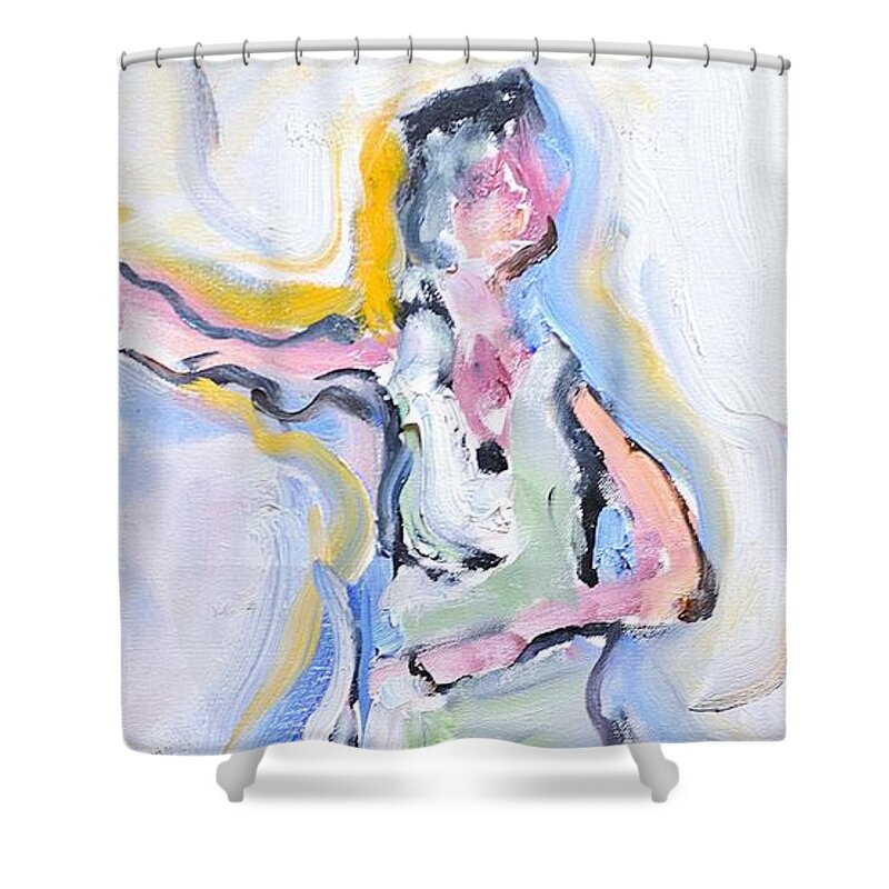 Dance Shower Curtain featuring the painting Rebekah's Dance Series 2 Pose 4 by Donna Tuten