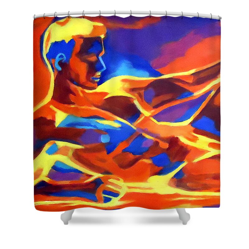 Nude Figures Shower Curtain featuring the painting Reclining male nude by Helena Wierzbicki