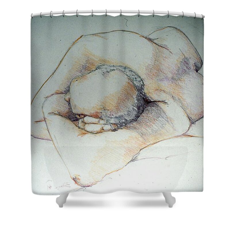 Full Body Shower Curtain featuring the painting Reclining Study 3 by Barbara Pease