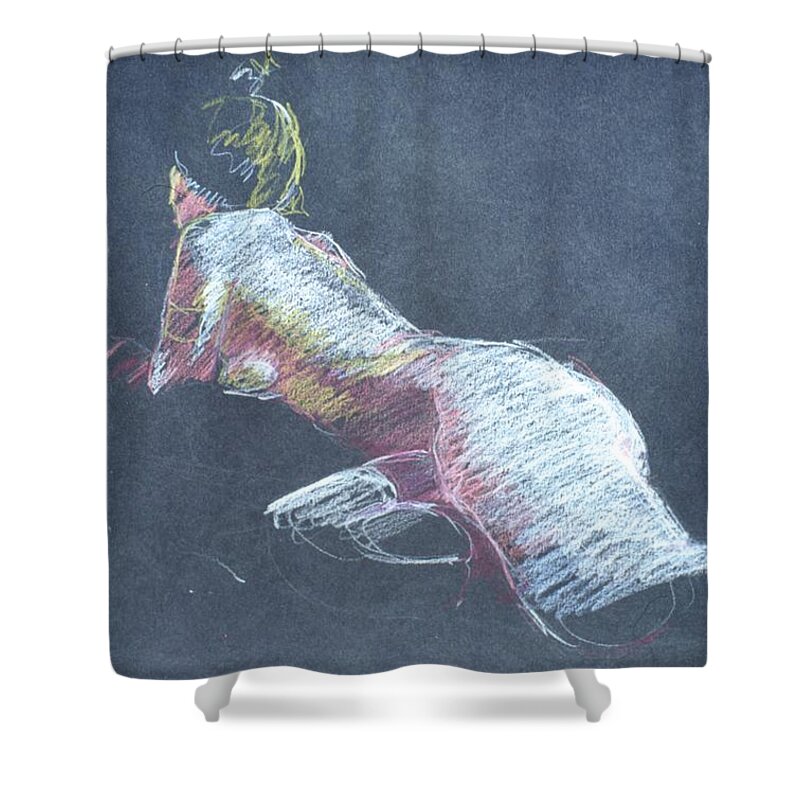 Full Body Shower Curtain featuring the painting Reclining Study 4 by Barbara Pease