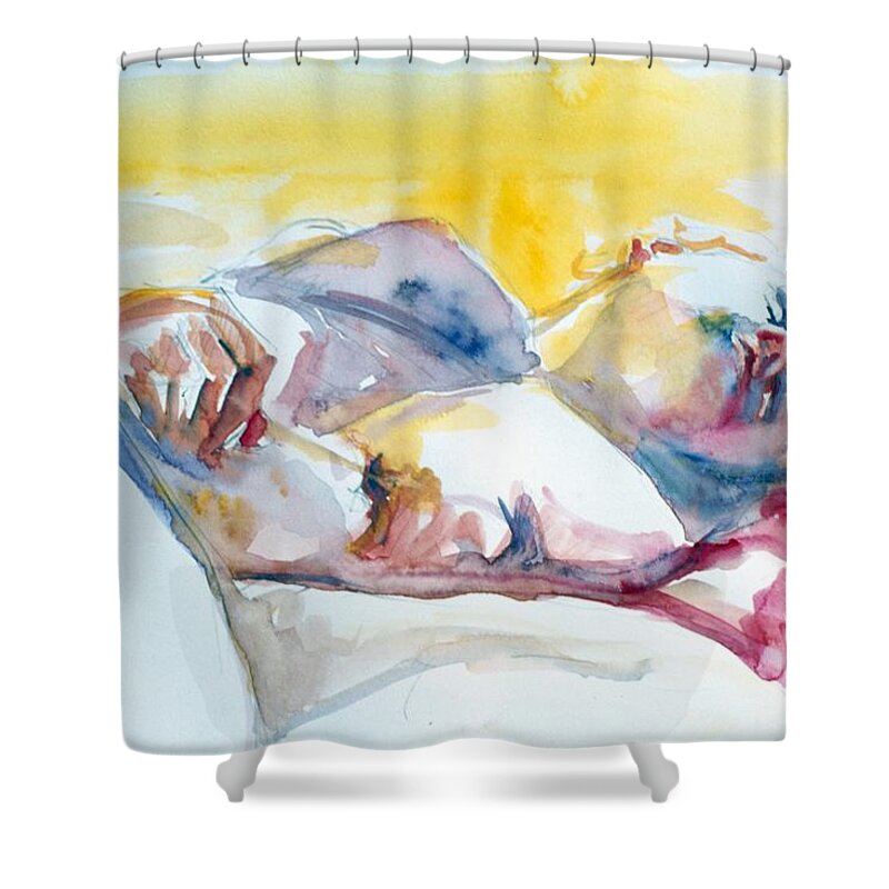 Full Body Shower Curtain featuring the painting Reclining Study by Barbara Pease