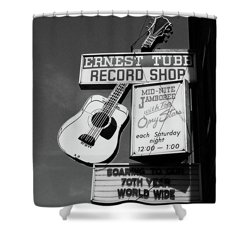 Nashville Shower Curtain featuring the photograph Record Shop- by Linda Woods by Linda Woods