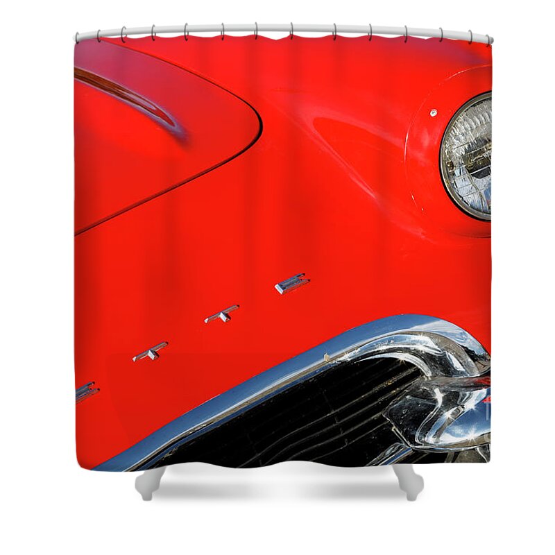 Corvette Shower Curtain featuring the photograph Red '62 Vette by Dennis Hedberg