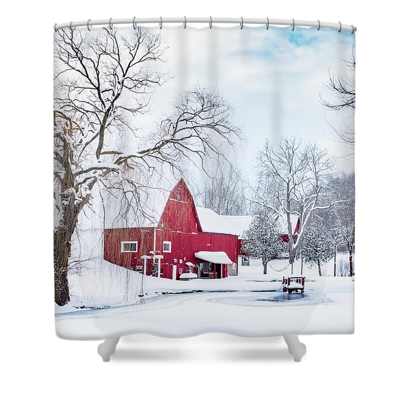 Usa Shower Curtain featuring the photograph Red barn by Framing Places