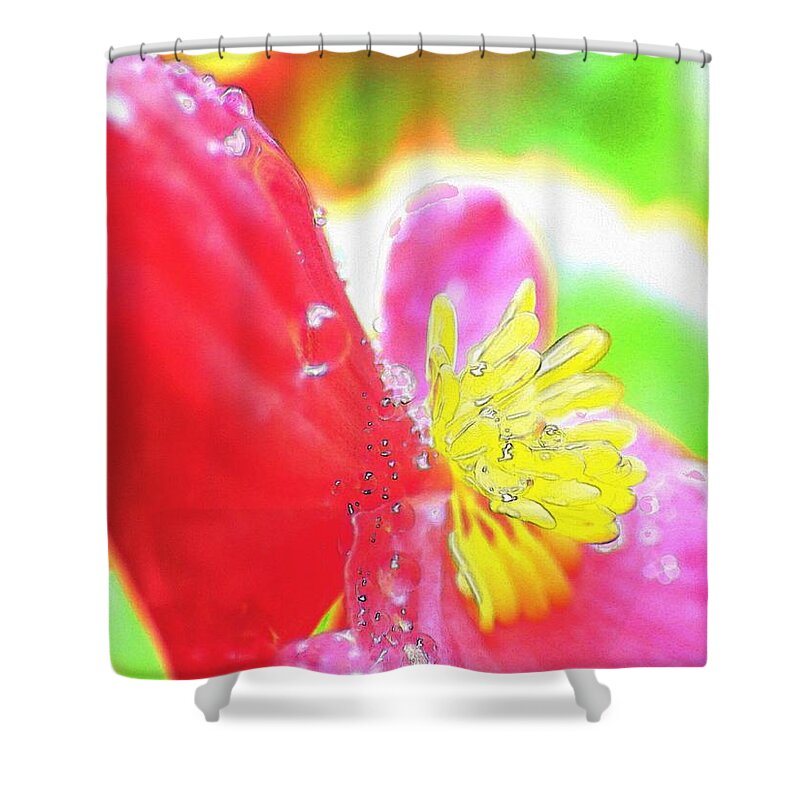 Begonia Shower Curtain featuring the digital art Red begonia by Kumiko Izumi