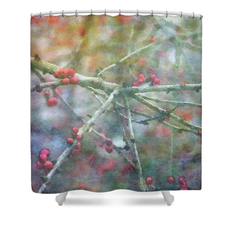 Impression Shower Curtain featuring the photograph Red Berries 7952 IDP_2 by Steven Ward