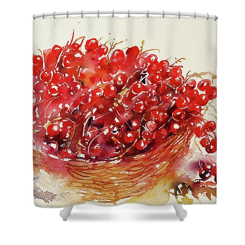 Fruit Shower Curtain featuring the painting Red Berries by Arti Chauhan