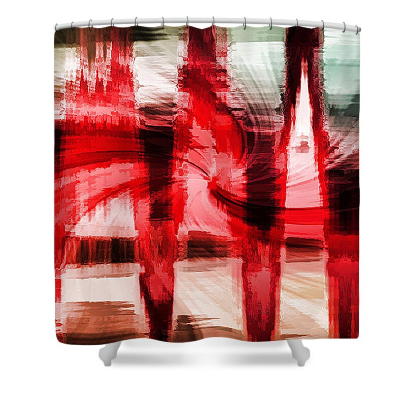 Red Shower Curtain featuring the photograph Red Buildings by Cherie Duran