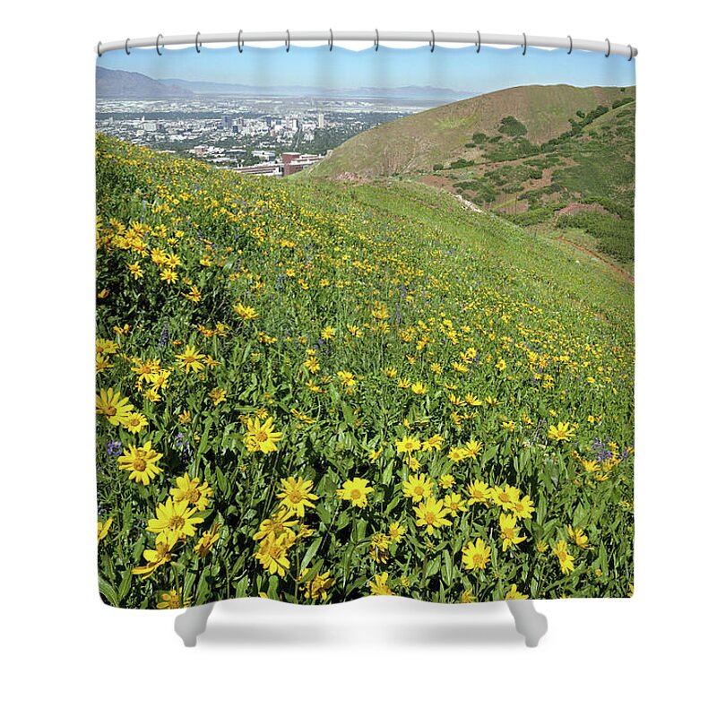 Utah Shower Curtain featuring the photograph Red Butte Canyon Wildflowers - Salt Lake City, Utah by Brett Pelletier