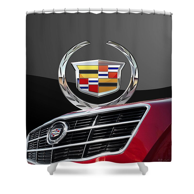 Red Cadillac C T S - Front Grill Ornament and 3D Badge on Black T