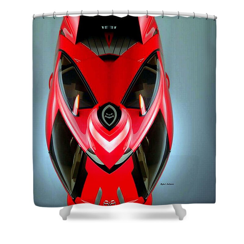 Rafael Salazar Shower Curtain featuring the digital art Red Car 006 by Rafael Salazar