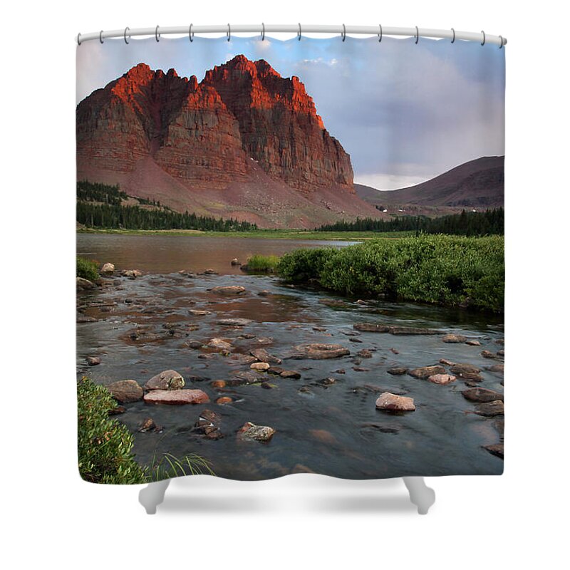 Utah Shower Curtain featuring the photograph Red Castle Sunset with last light of the day by Brett Pelletier