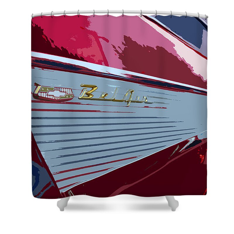 Chevy Shower Curtain featuring the painting Red Chevy by David Lee Thompson
