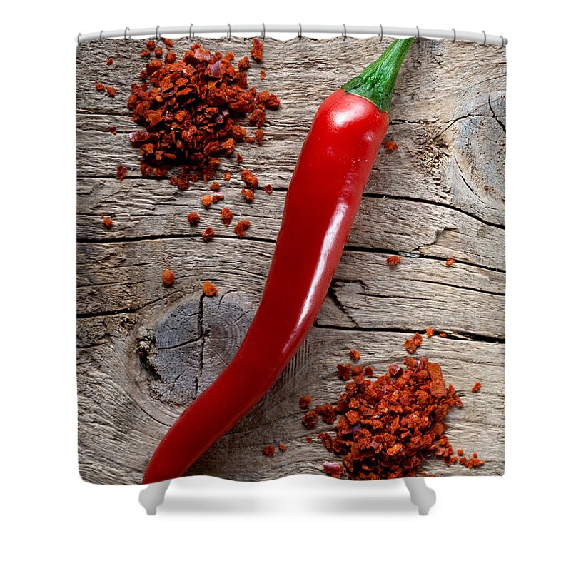 Chili Shower Curtain featuring the photograph Red Chili Pepper by Nailia Schwarz