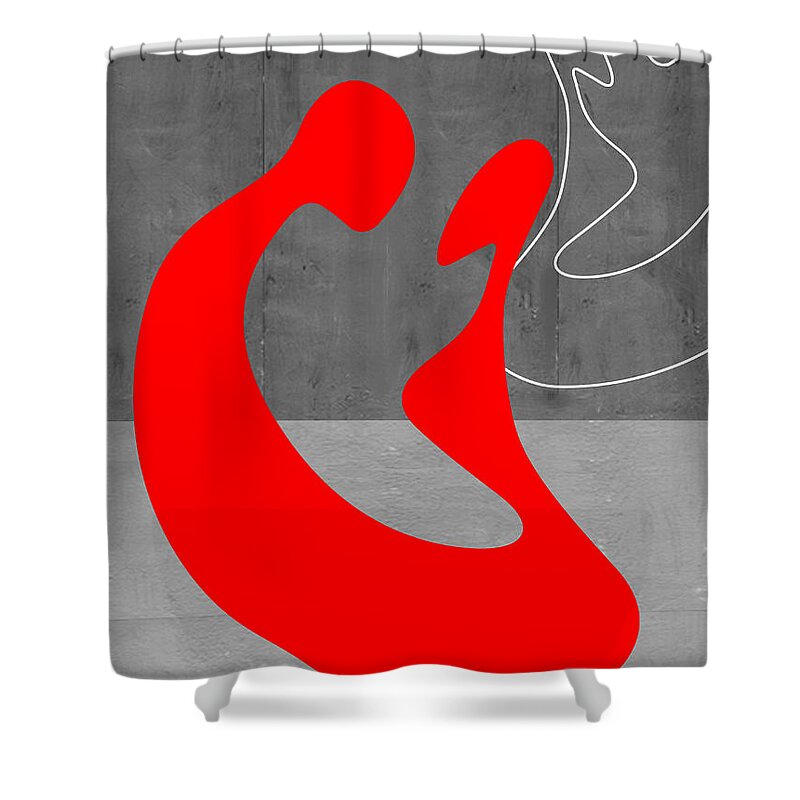 Abstract Shower Curtain featuring the painting Red Couple by Naxart Studio