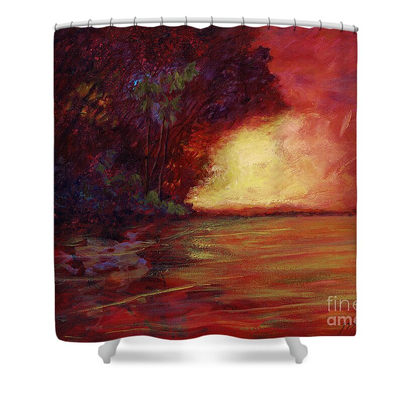 Impressionism Shower Curtain featuring the painting Red Dusk by Julianne Felton