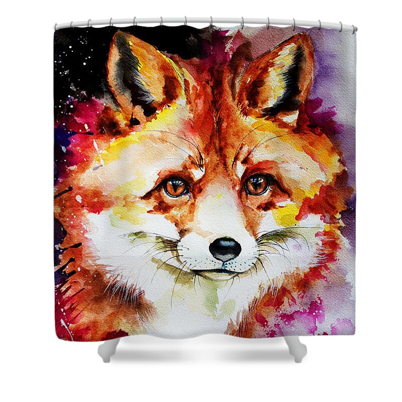 Red Shower Curtain featuring the painting Red Fox by Isabel Salvador