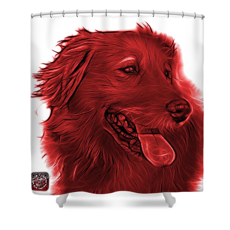 Golden Retriever Shower Curtain featuring the painting Red Golden Retriever - 4057 WB by James Ahn