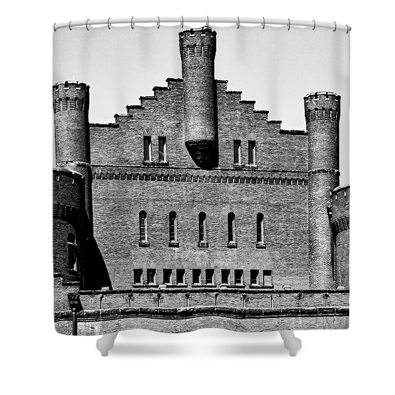 Wisconsin Shower Curtain featuring the photograph Red Gym Monotone - UW Madison, Wisconsin by Steven Ralser